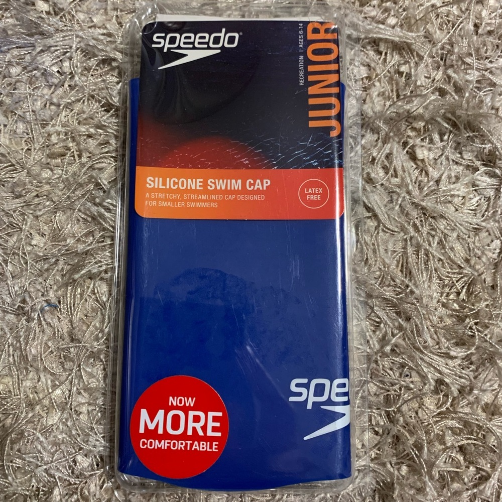 Speedo Junior Silicone Swim Cap - Blue - NWT